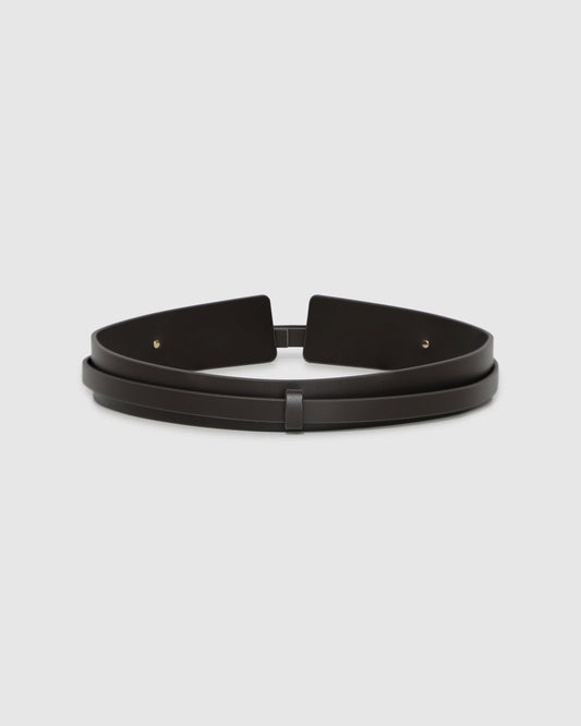 Chocolate Easy Together 2-in-1 Belt with polished gold-tone buckle - alternate view