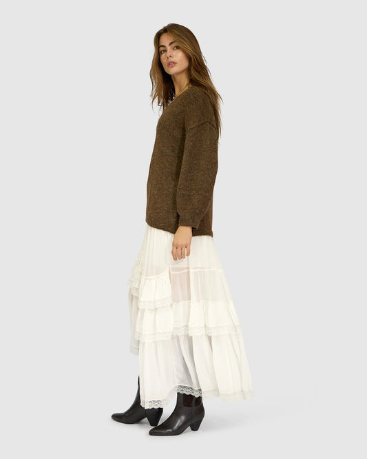 Chocolate Cloud Kiss Knit with off-shoulder neckline - alternate view