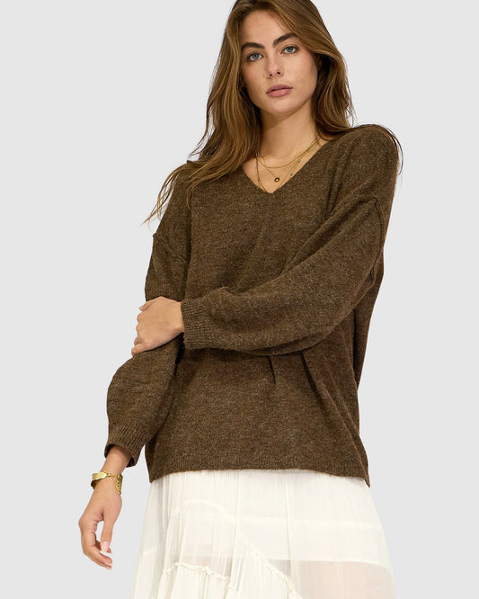 Chocolate Cloud Kiss Knit with relaxed draped fit - alternate view