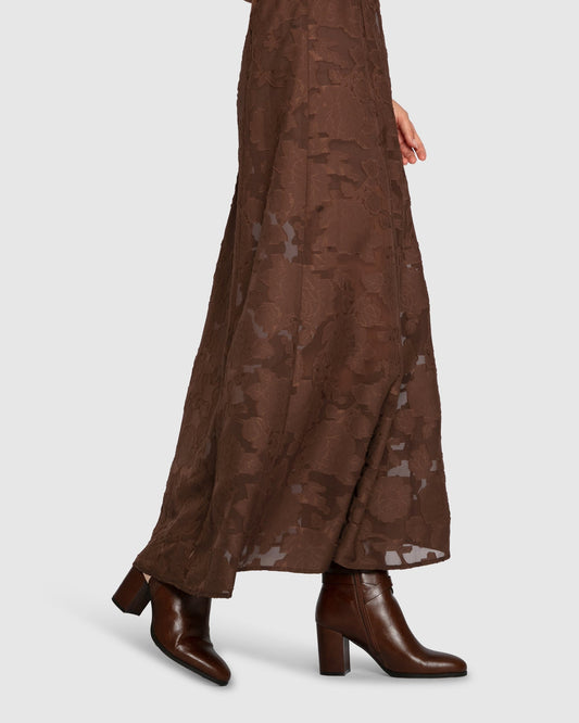 Chocolate Play It Cool Coupe Maxi Skirt with maxi-length silhouette - alternate view
