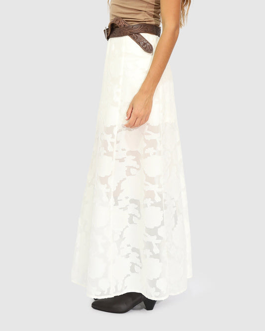 Cream Play It Cool Coupe Maxi Skirt with elasticated waistband - alternate view