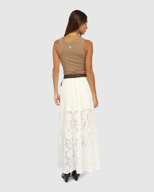 Cream Play It Cool Coupe Maxi Skirt with maxi-length silhouette - alternate view