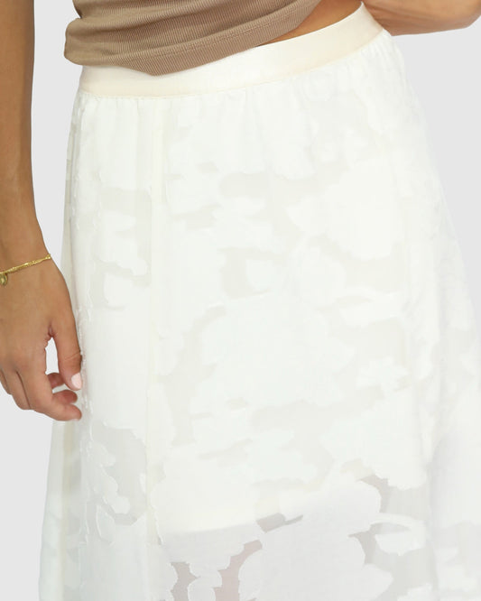 Cream Play It Cool Coupe Maxi Skirt with elasticated waistband - alternate view