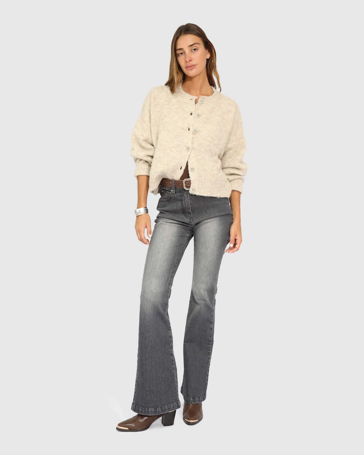 Beige Soft Haven Cardigan with round neckline - alternate view