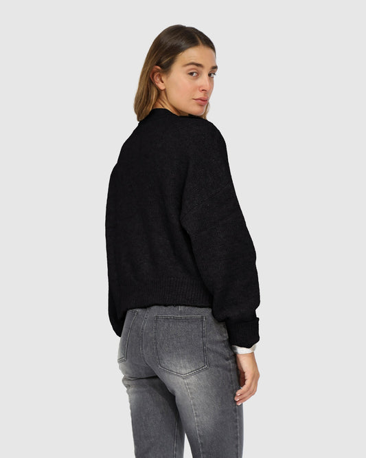 Black Soft Haven Cardigan with relaxed silhouette - alternate view