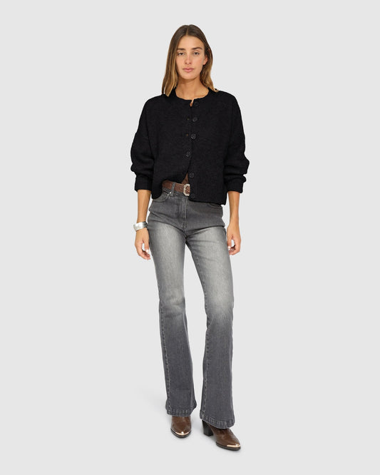 Black Soft Haven Cardigan with relaxed fit - alternate view