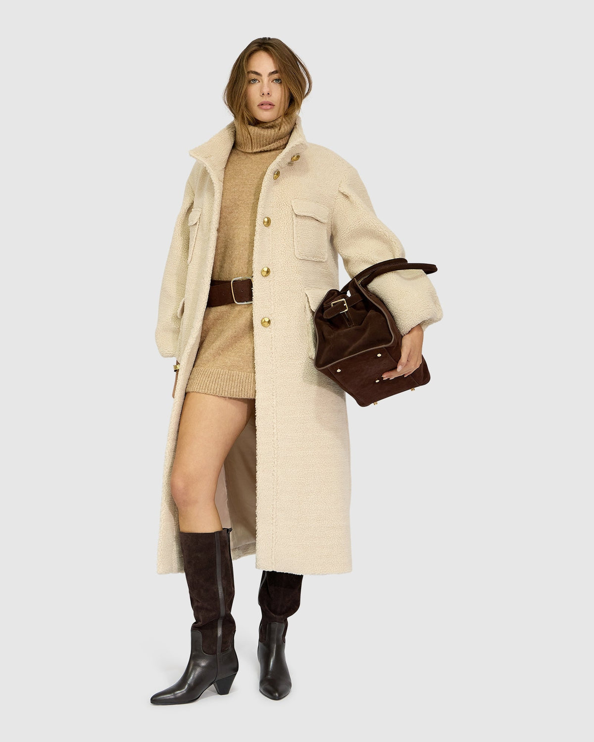 Cozy Nights Boucle Coat - Beige
