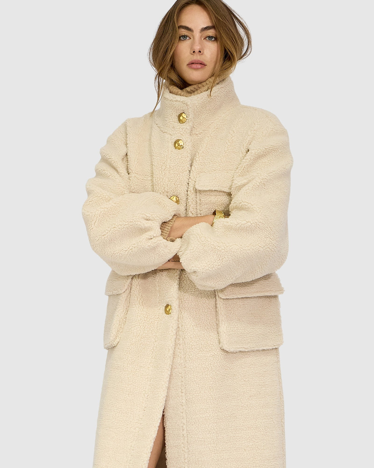 Cozy Nights Boucle Coat - Beige