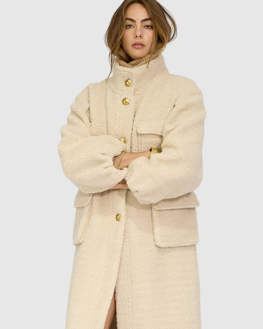Cozy Nights Boucle Coat - Beige