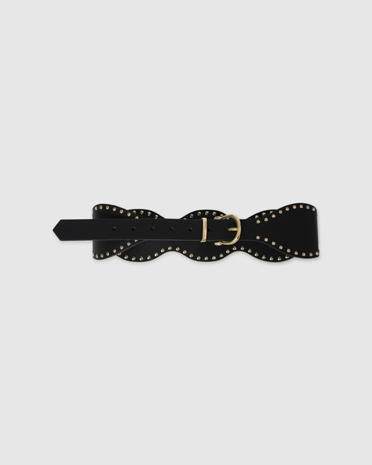 Black No Other Love Studded Belt with polished gold-tone buckle - alternate view