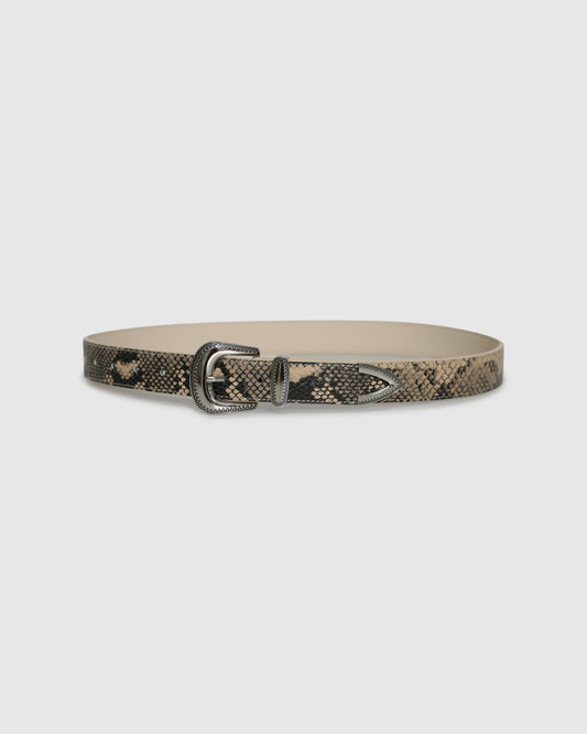 Snake Reset Western Belt with engraved silver-tone buckle and keeper - alternate view