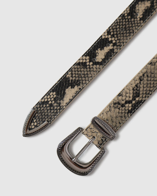 Snake Reset Western Belt with adjustable fit with multiple punch holes - alternate view