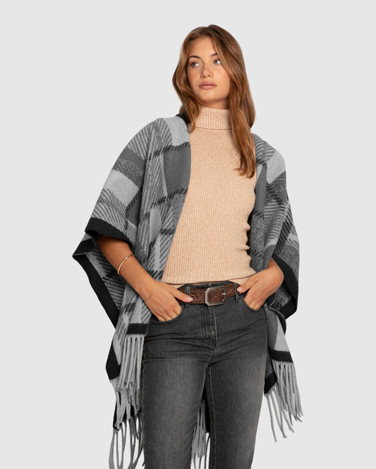 Black Worth The Wait Scarf with relaxed silhouette and fringe detailing - front view