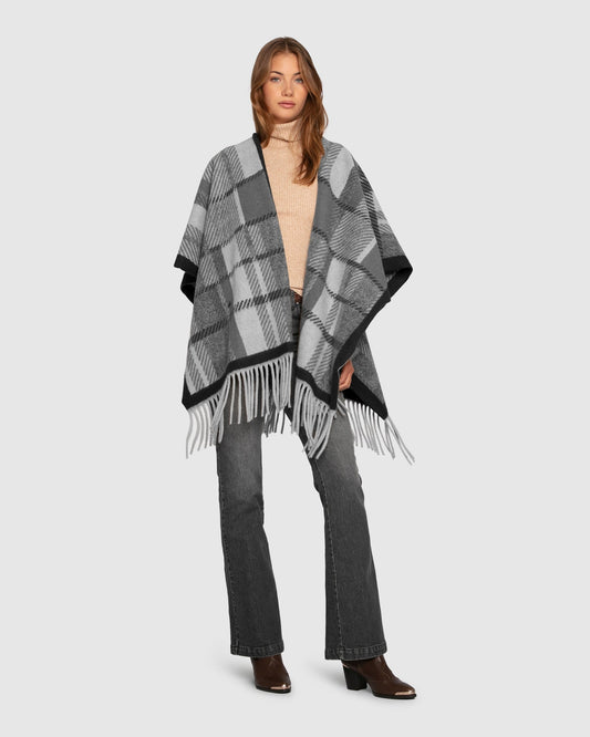 Black Worth The Wait Scarf with relaxed poncho silhouette - alternate view
