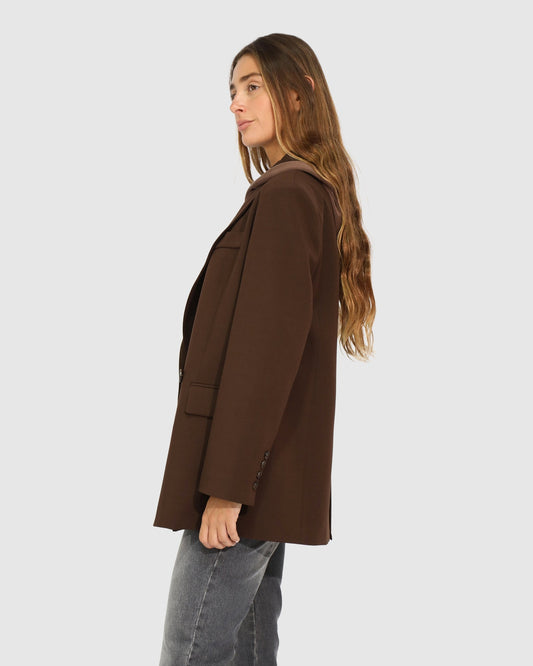 Chocolate Over and Out Blazer with double-breasted front - alternate view