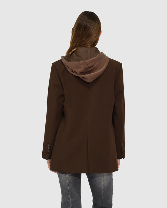 Chocolate Over and Out Blazer with tailored straight fit - alternate view