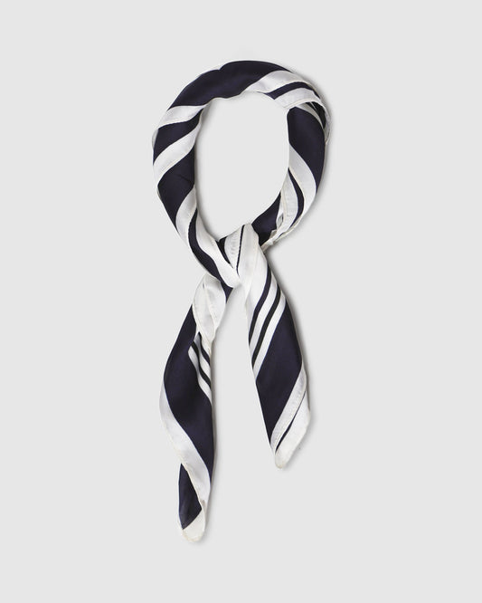 Navy Stripe Labyrinth Fashion Scarf with versatile styling piece for neck, waist, hair or bag - alternate view