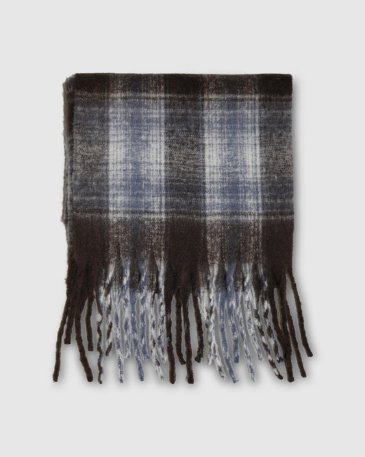 Brown/Blue Born This Way Scarf with soft fringe detailing - alternate view