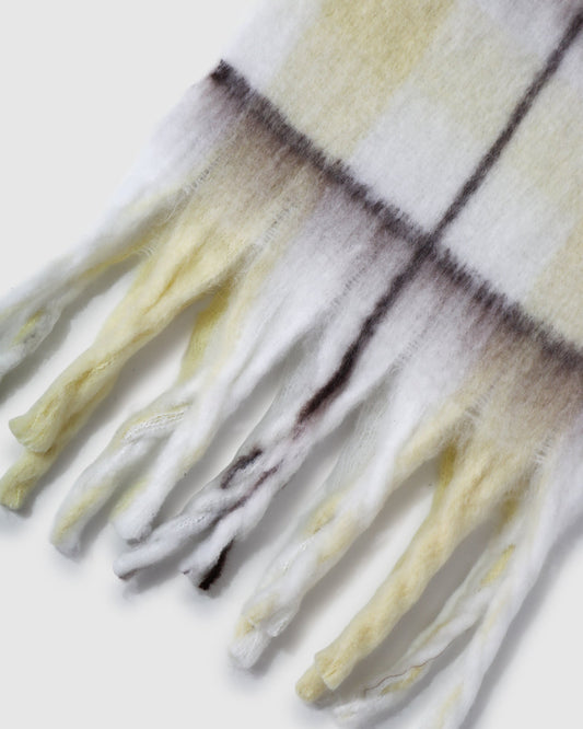 Yellow/Choc Plenty Of Love Scarf with fringe detailing - alternate view