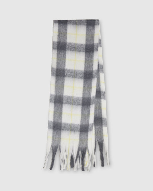 Yellow/Grey Easy Does It Scarf with fringe detailing - alternate view