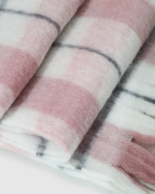 Pink/Grey Sunset Movie Scarf with fringe detailing - alternate view