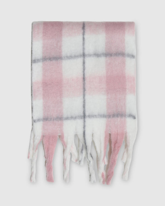 Pink/Grey Sunset Movie Scarf with fringed edges - alternate view