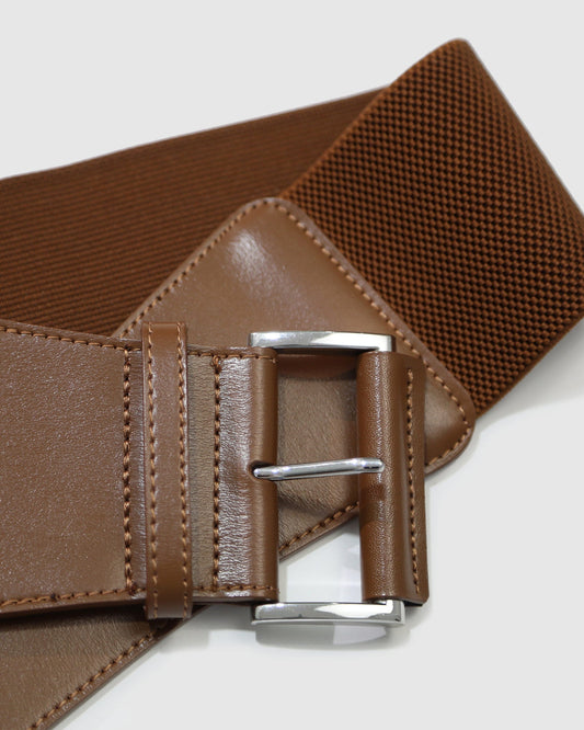 Brown Wild Waves Belt with polished silver-tone buckle fastening - alternate view