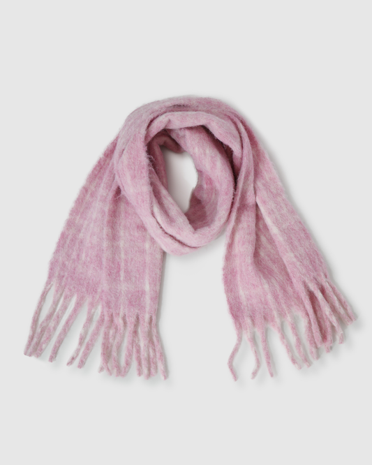 Pink Until We Kissed Scarf with fringed edges - alternate view