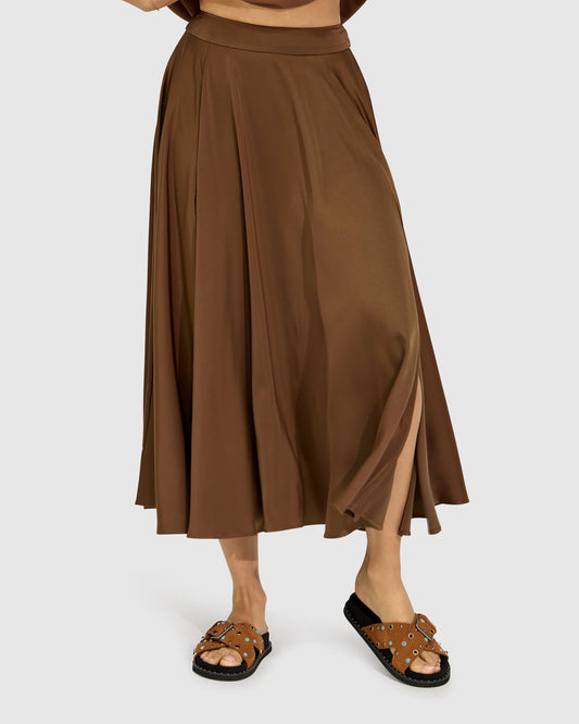 Chocolate Move with Me Maxi Skirt with zip closure - alternate view