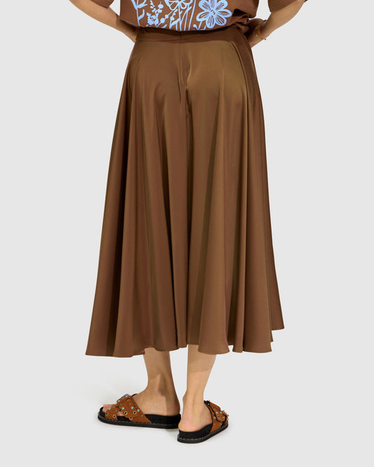 Chocolate Move with Me Maxi Skirt with invisible centre back zip closure - alternate view