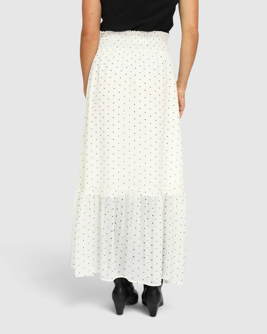 Let It Flow Tiered Maxi Skirt - Cream/Black