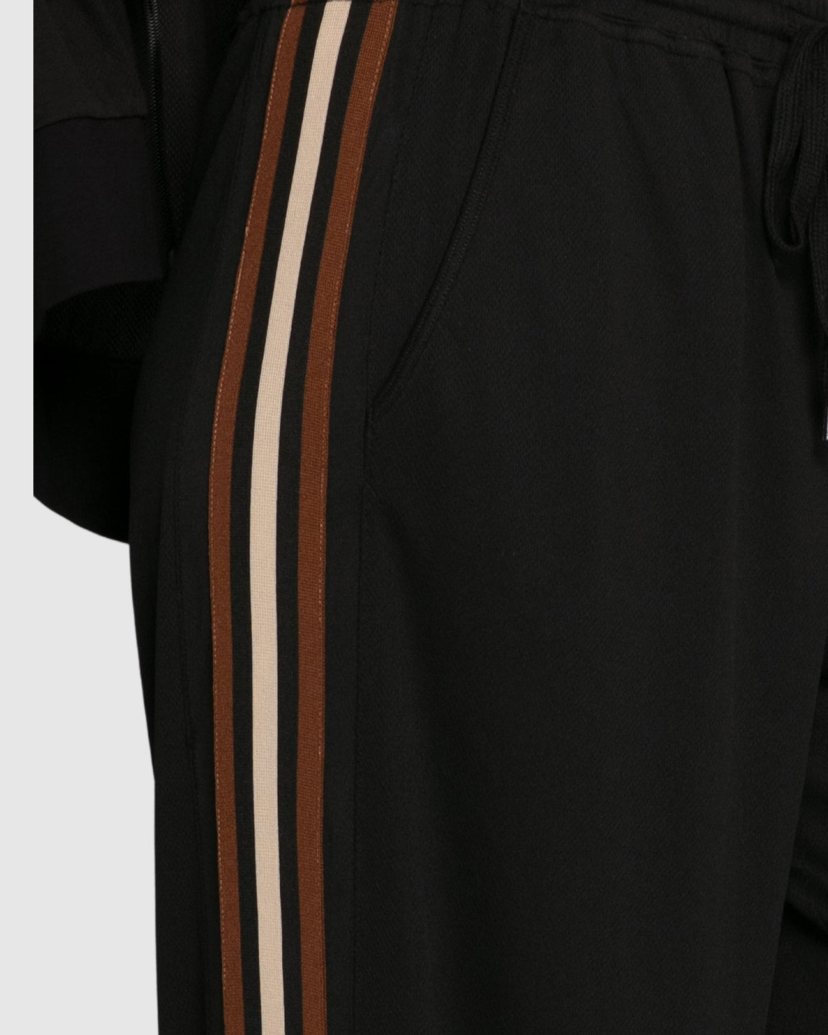 Black Beach Front Striped Wide Leg Pants with elasticated waistband - alternate view