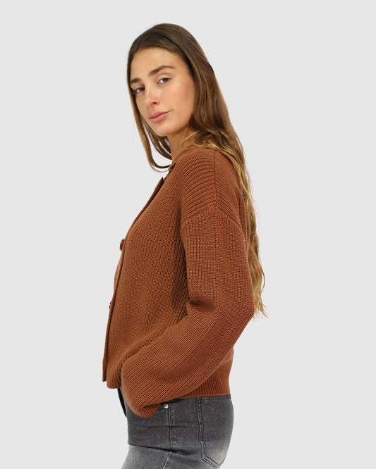 Dark Vicuna Make It With You Buttoned Cardi Jacket with double-breasted button front - alternate view