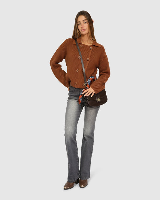 Dark Vicuna Make It With You Buttoned Cardi Jacket with double-breasted front - alternate view