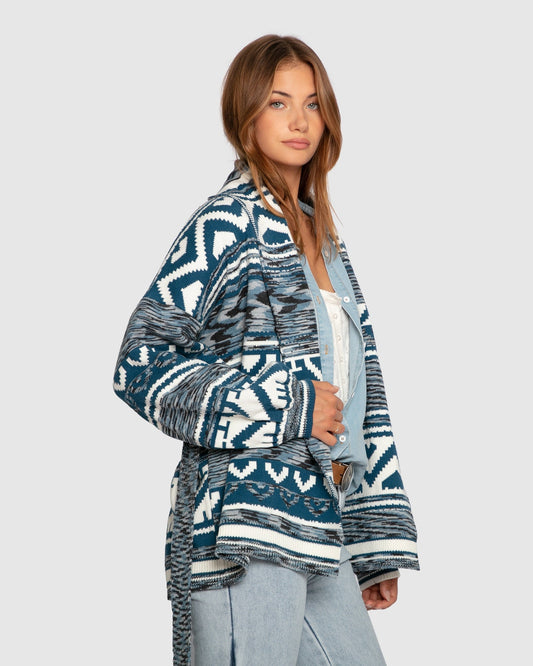 Blue Twice Loved Cardigan with ribbed texture - alternate view