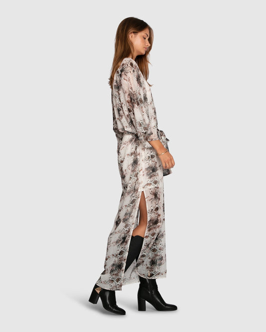 Chocolate Heart On Fire Snake Print Kaftan with relaxed silhouette - alternate view