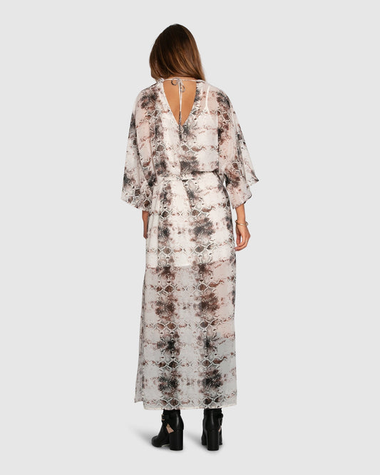 Chocolate Heart On Fire Snake Print Kaftan with V-neckline - alternate view
