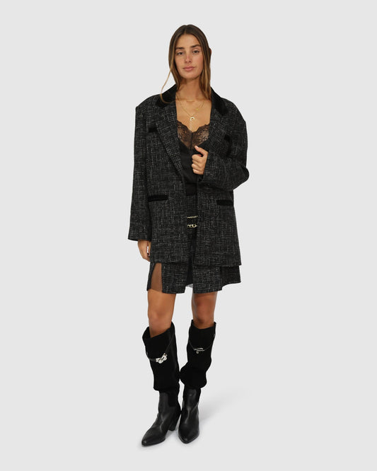 Black Set Me Free Tweed Skirt with zip closure - alternate view