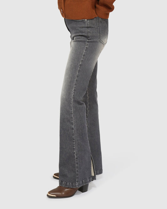 Medium Black Wash Top Score Bootleg Jean with mid to high-rise fit - alternate view