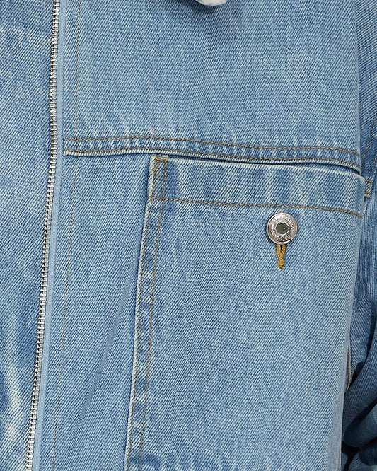 Chill Rider Denim Shearling Coat - Stonewash