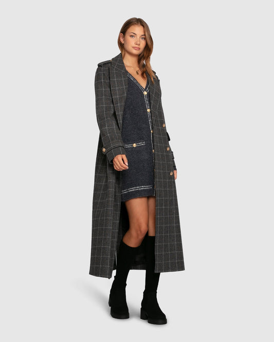 Charcoal Cute In This Mini Cardigan Dress with V-neckline - alternate view