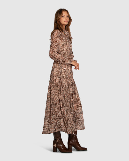 Print Waterfall Printed Maxi Dress with tiered skirt - alternate view