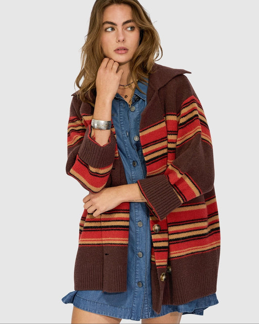 Chocolate So Many Likes Oversized Knitted Cardi Coat with double-breasted front and oversized silhouette - front view