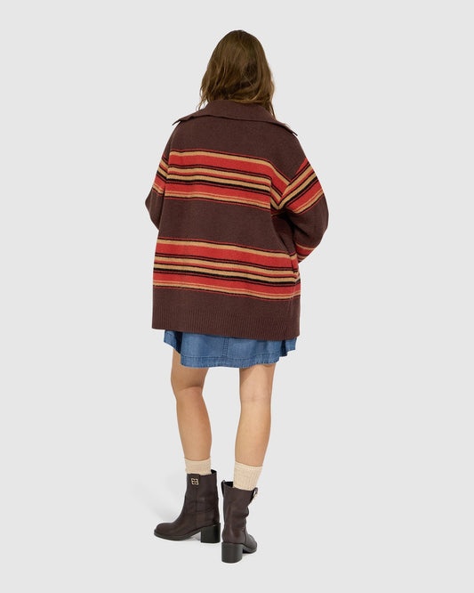 Chocolate So Many Likes Oversized Knitted Cardi Coat with button front - alternate view