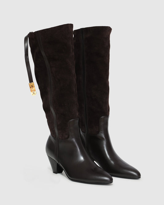 Chocolate Wild Thing Knee-High Boots with inner zip closure - alternate view