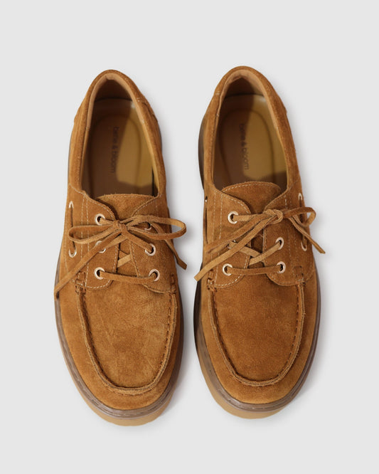 Caramel Yachting Day Suede Boat Shoe with contrast topstitching - alternate view