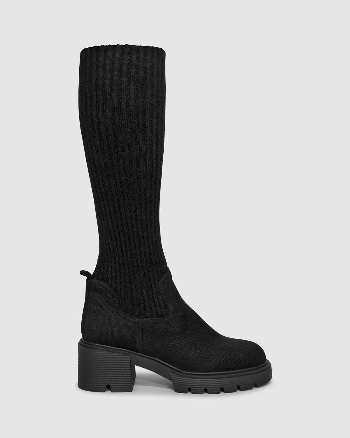 Black Tokyo Lights Rib Sock Boot with oversized silhouette - alternate view