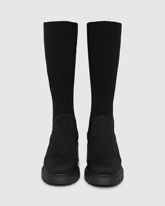 Black Tokyo Lights Rib Sock Boot with ribbed knit upper - alternate view