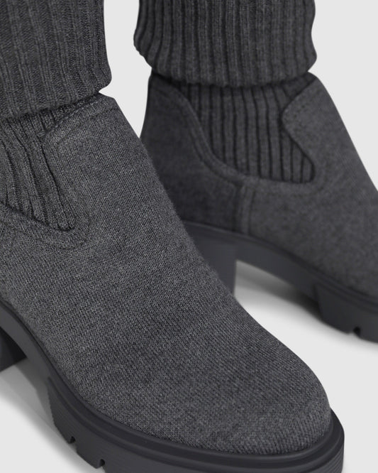 Grey Tokyo Lights Rib Sock Boot with ribbed knit upper - alternate view