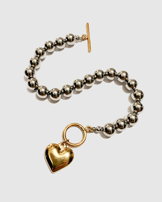 Silver & Gold Eternal Muse Waterproof Bracelet with toggle clasp closure - front view
